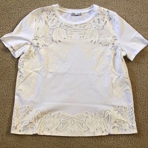 Zara contrast white top